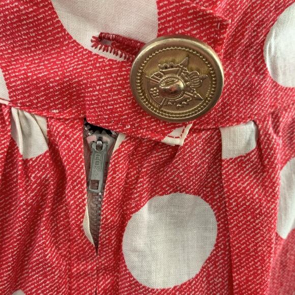 Vintage 60s Handmade Red & White Polka Dot Minnie Mouse Ruffle Hem Maxi Skirt - Picture 4 of 4